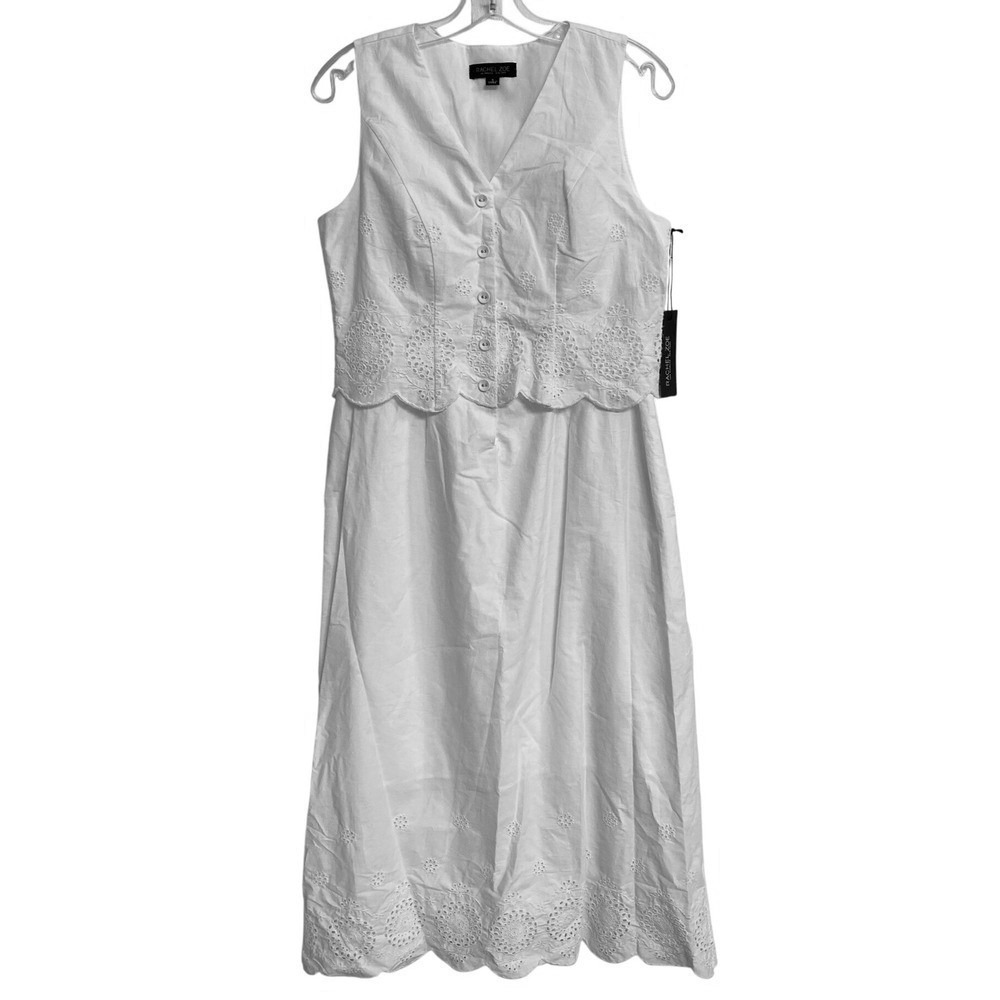 Rachel Zoe White Crochet Lace Midi Dress Sleeveless NWT Small Boho Cottagecore